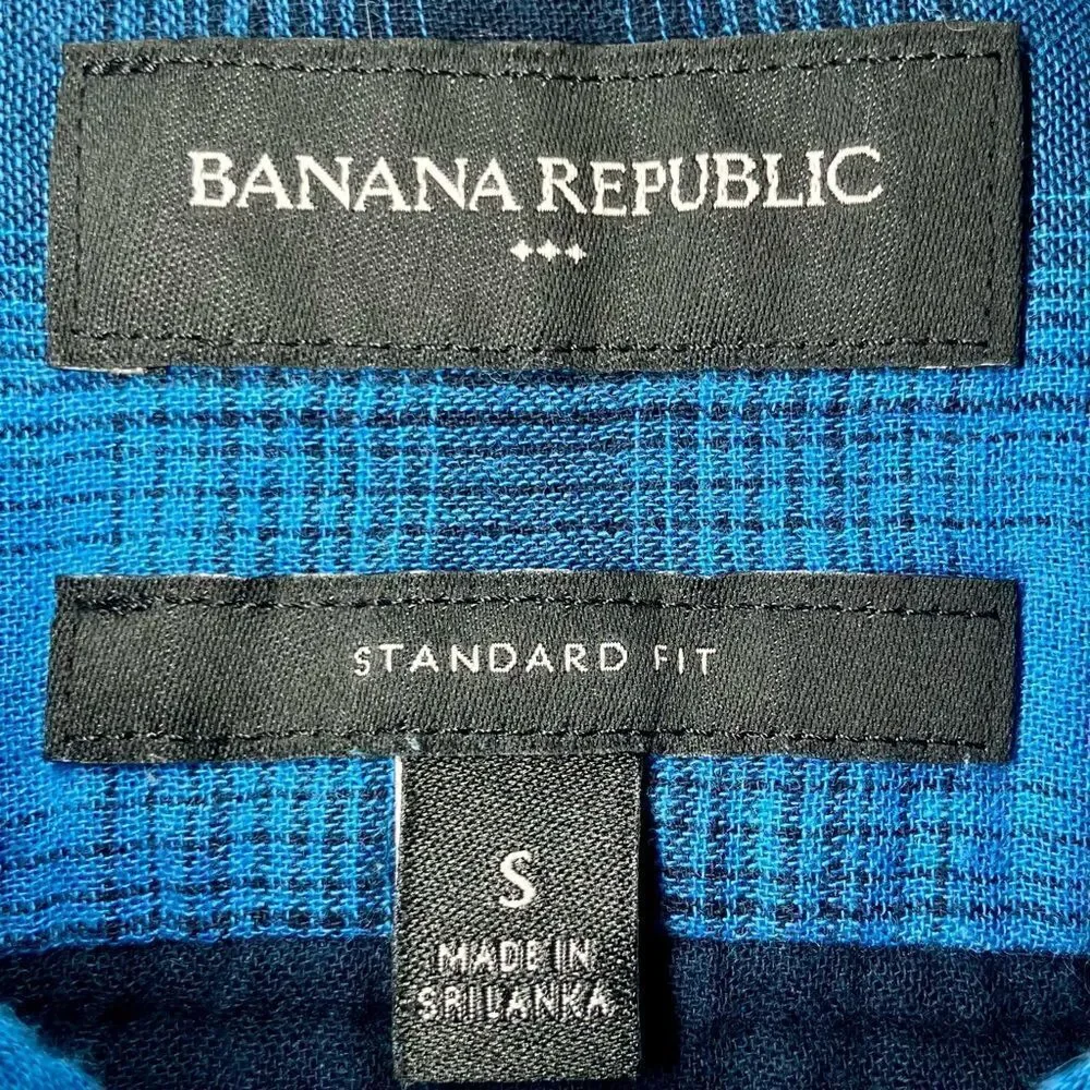 Banana Republic Long Sleeve Double Weave Plaid Shirt in Blue/Black Men’s S